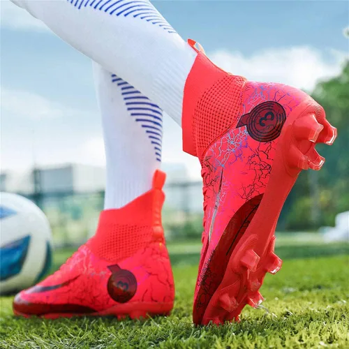 Vista 3 de GEXECEUSS Botas de fútbol de alta calidad, transpirables, ligeras, juveniles, profesionales, zapatos de fútbol de suelo firme para entrenamiento