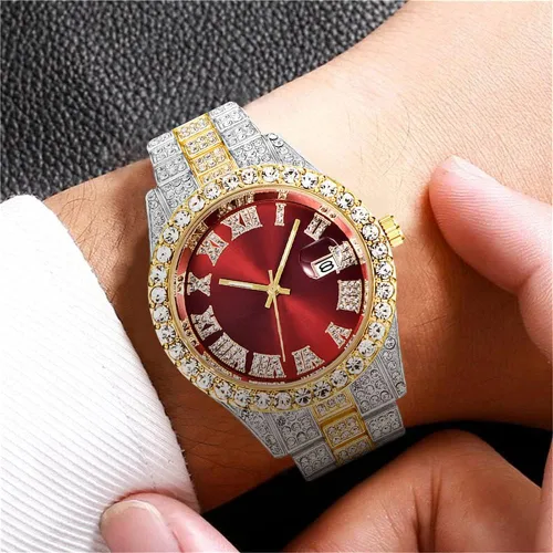 Vista 4 de Reloj de cristal unisex de moda con diamantes para hombre y mujer reloj de pulsera de diamantes de lujo