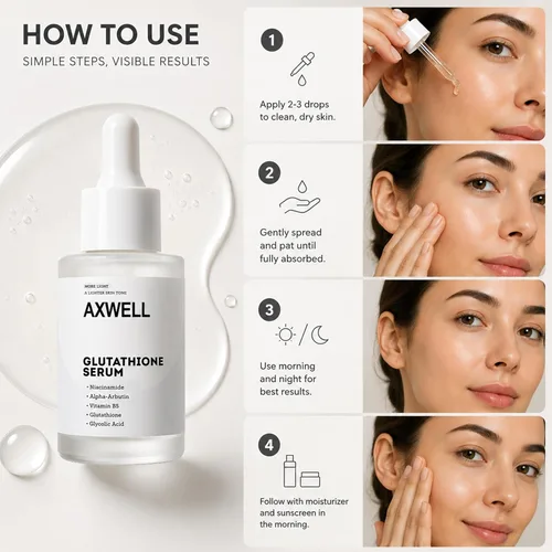 Vista 8 de Axwell Suero de tono uniforme de glutatión – Corrector de manchas oscuras con alfa arbutina, péptidos inteligentes, niacinamida y vitamina B5