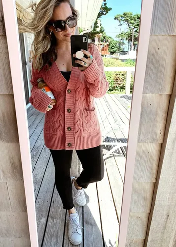Vista 8 de PRETTYGARDEN Womens Open Front Cardigan Fashion Button Down Cable Knit Chunky Outwear Coats