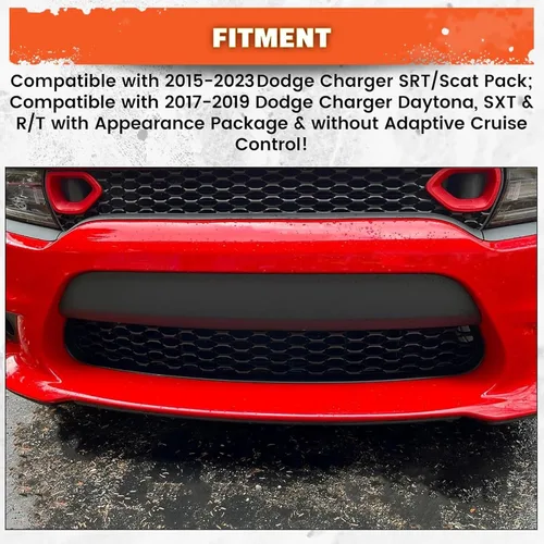 Vista 2 de ECOTRIC Conjunto de Parrilla Delantera Inferior Compatible con Dodge Charger SRT Scat Pack Daytona 2015-2023 Protector de Parrilla de Malla