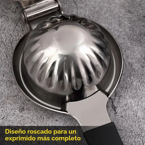Vista 6 de Sopito - Exprimidor de limón de acero inoxidable, resistente con cuenco exprimidor de metal grande para jugos sin semillas, diseño de agarre