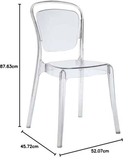 Vista 6 de Modway Entreat - Silla moderna de acrílico para cocina y comedor en transparente, totalmente montada