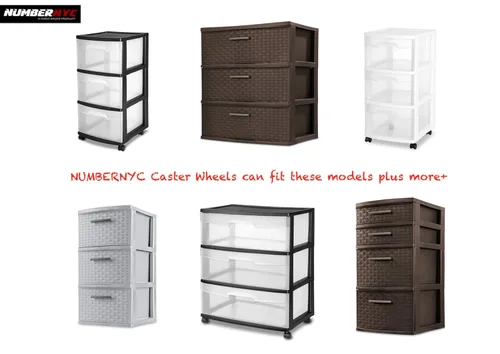 Vista 2 de 4 ruedas giratorias para carritos de 3 cajones Sterilite y unidades de cajones de almacenamiento, ruedas de repuesto de 1 1/2 pulgadas por NUMBERNYC