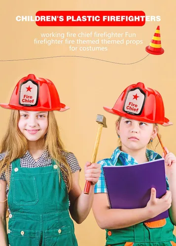 Vista 5 de 48/54/ 90 Pcs Pack Firefighter Hats Bulk Red Fire Chief Helmets Plastic Fireman Hat for Halloween Firefighter Party