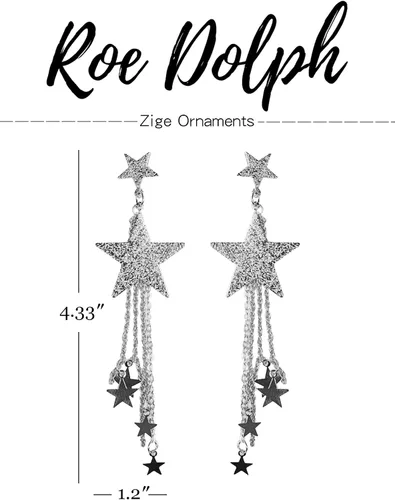 Vista 7 de Star Earrings for Women Laser Star Sequin Earrings for Teen Girls Fringe Star Dangle Earrings Iridescence Star Design Drop Earrings Pearl Earrings