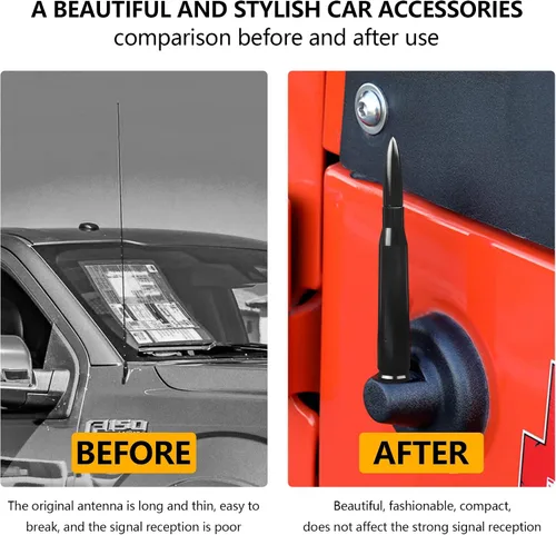 Vista 5 de Antena de bala para automóvil, accesorios de decoración exterior de camión, antena de repuesto de vehículo de automóvil con Ford F150 F250 F350RAM