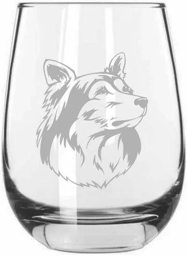 Vista 120 de Shar Pei (chino) - Vaso de vino sin tallo grabado para perro, 15.25 onzas