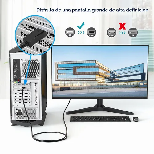 Vista 4 de Paquete de 2 cables DisplayPort a HDMI 4K de 6 pies, cable macho a