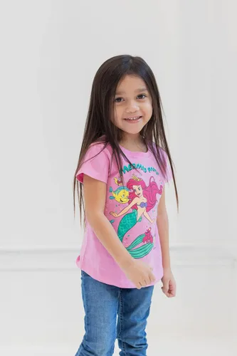 Vista 2 de Disney Minnie Mouse Princess The Little Mermaid Moana Lilo & Stitch Frozen Elsa - Camiseta de cumpleaños para niñas pequeñas y grandes