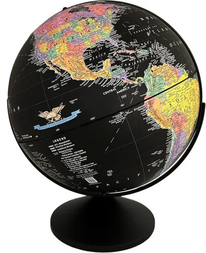 Vista 2 de Replogle Barcelona (Negro) Globo de escritorio de 16 pulgadas con información actualizada, mapa en relieve elevado y montaje giromático de swing