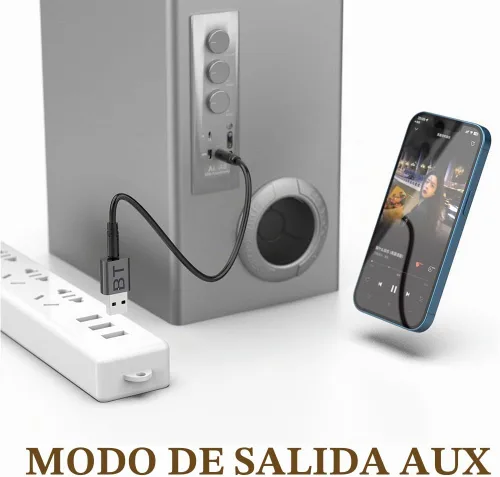 Vista 3 de Mini receptor USB Bluetooth 2-en-1 de 5.4, adaptador de audio inalámbrico 3.5mm, kit de auto, receptor de música para sistema de sonido estéreo