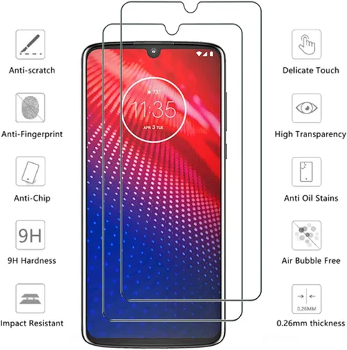 Vista 2 de Protector de pantalla transparente para Motorola Moto Z4 HD, vidrio templado, 2 unidades, dureza 9H, antiarañazos, protector de pantalla templado