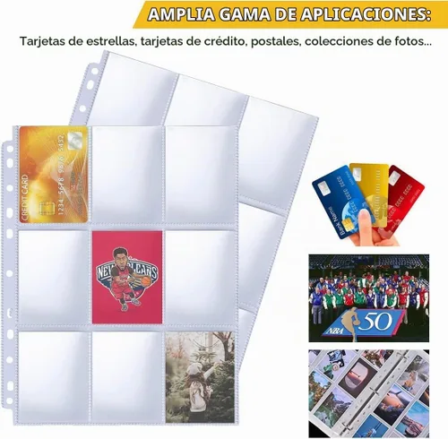 Vista 2 de Paquete de 50, protector de página de 9 bolsillos, funda para tarjetas de intercambio, hojas de tarjetas de béisbol o Skylanders, MTG, cupón