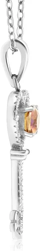 Vista 13 de Gem Stone King Collar con dije de llave de corazón para mujer, plata de ley 925, piedra natal de piedras preciosas, redondo de 0.197 in, con cadena