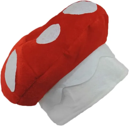 Vista 4 de Sombrero de peluche de hongos manchados rojos y blancos