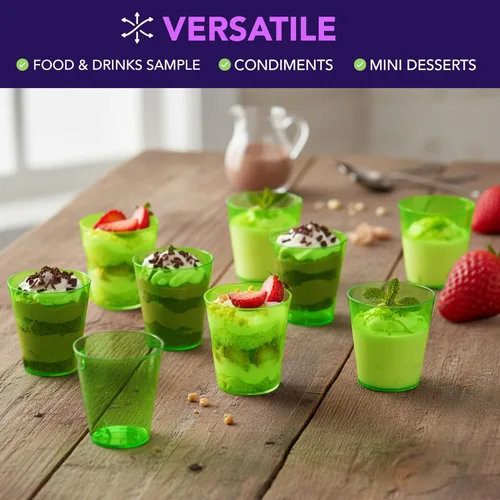 Vista 6 de Party Essentials Vasos de plástico duro de 2 onzas, verde neón, 50