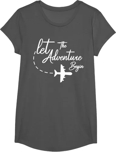 Vista 33 de Let The Adventure Begin - Camiseta inspiradora en modo de viaje en avión, Negro, S