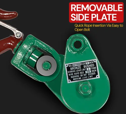 Vista 5 de Mytee Products Bloque de arrebate con gancho WLL 2 Toneladas Polea de 3"' + ' Cable de alambre de 3/8" Pulley para rescate con enrollamiento