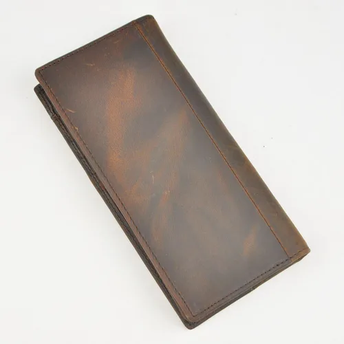 Vista 2 de Le'aokuu Funda de piel con cremallera para hombre, organizador para tarjetas de visita, cartera para teléfono, cartera plegable