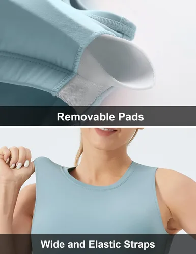 Vista 5 de THE GYM PEOPLE Sujetador deportivo de soporte medio para mujer, extraíble, acolchado, sin mangas, para entrenamiento