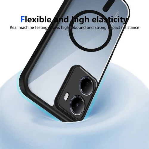 Vista 52 de Funda magnética transparente compatible con Xiaomi 17T, color negro 2 en 1 PC + TPU cubierta de teléfono a prueba de golpes, carcasa protectora