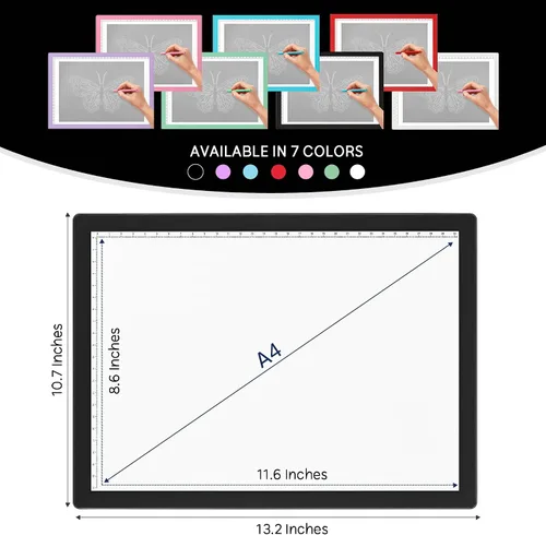 Vista 2 de iVyne Almohadilla de luz con cable para desmalezar vinilo, caja de luz A4 para dibujo, tablero de luz para trazar, caja de luz para pintura de Negro