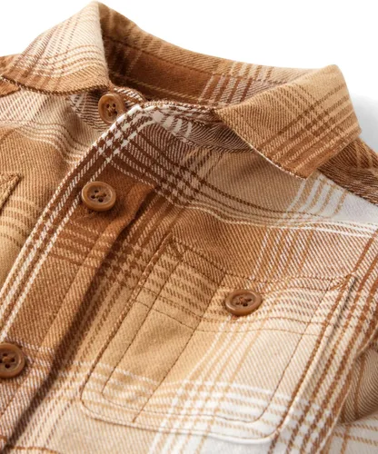 Vista 6 de The Children's Place - Camisa de franela a cuadros con mangas largas y botones para bebés y niños pequeños