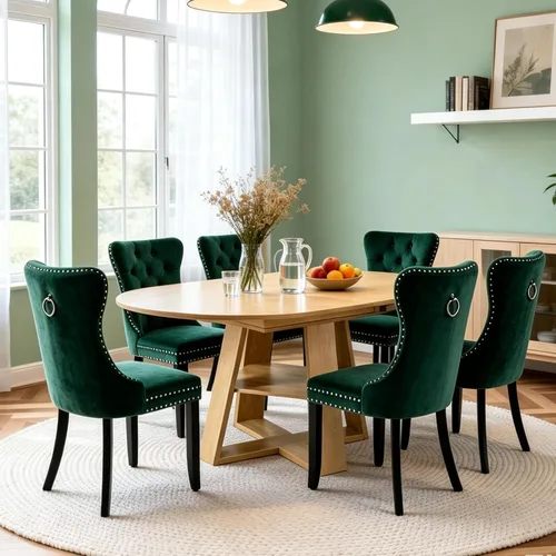 Vista 36 de Juego de 4 mesas de comedor redondas de 5 piezas para 4, 43.3 a 59 pulgadas, extensibles, redondas a ovaladas, juego de 4, mesas de comedor de Mesa