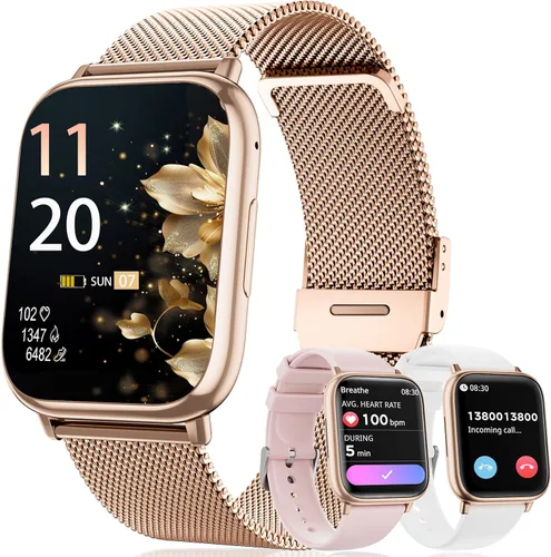 Vista 8 de Relojes inteligentes para mujer, contestar/hacer llamadas, reloj de seguimiento de actividad física de 1.83 pulgadas con monitor de frecuencia Negro