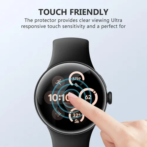 Vista 2 de EGV 6 unidades para Google Pixel Watch 45mm Protector de pantalla, Protector de pantalla para Pixel Watch 4/3 [Película flexible mejorada]