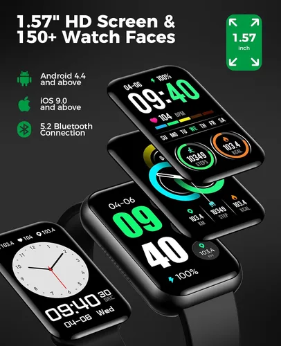 Vista 6 de Reloj Inteligente Rastreador de Fitness (Responder/Hacer Llamadas), Monitor de Frecuencia Cardíaca Spo2 Presión Arterial 24/7 Rastreador de Sueño