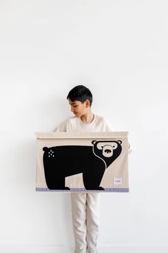 Vista 2 de Cajón de juguetes 3 Sprouts, Oso negro Lid and handles, Collapsible bin trunk or basket, Boys and girls playroom, Nursery storage, Large toy and