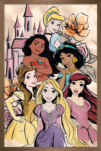 Vista 15 de Disney Ultimate Princess Celebration - Póster de pared de grupo castillo, 22.4 pulgadas de largo x 14.7 pulgadas de ancho, versión enmarcada