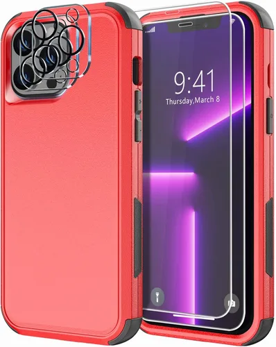 Vista 8 de Diverbox Funda diseñada para iPhone 13 Pro con protector de pantalla para lente de cámara, resistente a los golpes, resistente a los golpes