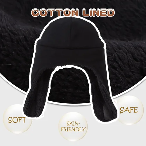 Vista 3 de Gorro de invierno para bebé con orejeras, unisex, gorro de nieve para bebés, gorro de forro polar cálido para niños de 0 a 36 meses