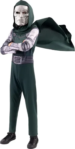 Vista 4 de Marvel Doctor Doom - Disfraz oficial de Halloween para jóvenes, overol impreso de alta calidad con máscara de plástico