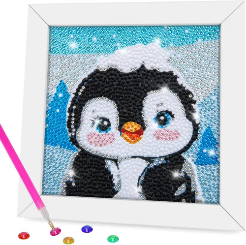 Vista 7 de QEUOYSS Kit de arte de diamantes para niños con marco de madera, arte y manualidades para niños de 6 a 8 a 10 a 12 años, fácil de hacer tú mismo