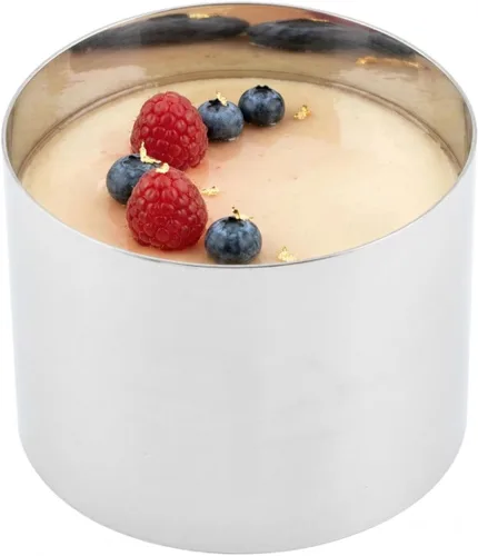 Vista 2 de Restaurantware 3 anillos para hornear de 2.4 pulgadas, 1 anillo redondo para pastel, molde de anillo de acero inoxidable congelable listo