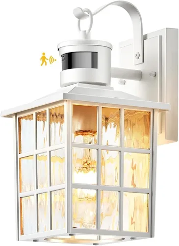Vista 9 de VIANIS Luces de pared al aire libre con sensor de movimiento, luces de pared blancas del atardecer al amanecer, accesorio de luz exterior, linterna