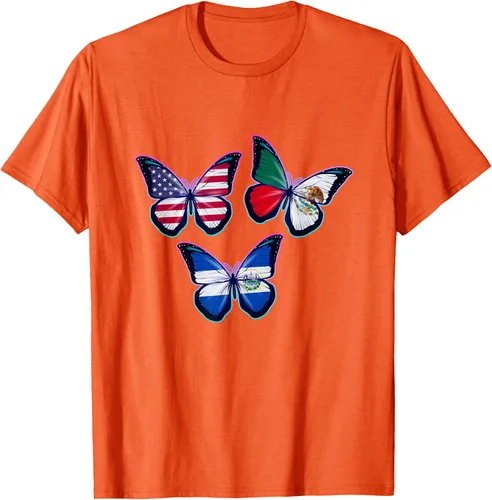 Vista 73 de Multiculti Heritage. Camiseta El Salvador México y Estados Unidos