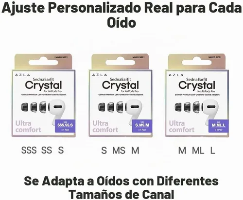 Vista 6 de AZLA Crystal AirPods Pro - Reemplazo de punta de oído, puntas de silicona LSR prémium