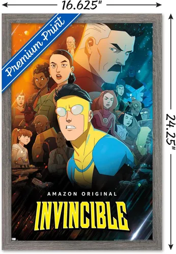 Vista 3 de Trends International Invincible - Póster de pared de hoja del grupo uno, 14.72 x 22.37 pulgadas, versión enmarcada de madera de granero