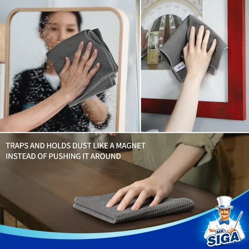 Vista 5 de MR.SIGA Paños de limpieza de microfibra con patrón de gofres, paquete de 6 Gris