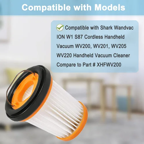 Vista 2 de Paquete de 8 filtros de vacío WV201 de repuesto para aspiradora de mano inalámbrica Shark Wandvac ION W1 S87 WV200, WV201, WV205, WV220, paquete