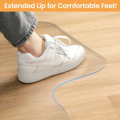 Vista 4 de Yecaye Desk Chair Mat for Hardwood Floor, Office PVC Computer Chair Mat, Floor Protector for Rolling Chairs (Transparent, 45" x 53")