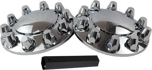 Vista 6 de Kits de cubiertas de eje delantero de plástico ABS cromado con cubretuercas roscables de 1.29 pulgadas para semirremolques en pares (con puntas)