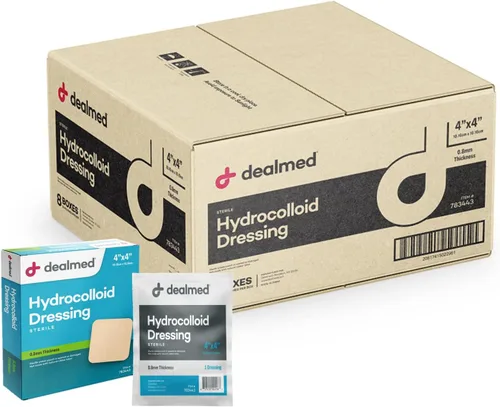 Vista 14 de Dealmed Apósitos hidrocoloides extrafinos de 4 x 4 pulgadas, productos para el cuidado de heridas para botiquines de primeros auxilios, empaquetados