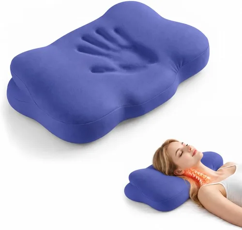 Vista 7 de Almohada para el cuello de nube, almohada de contorno de espuma Azul claro