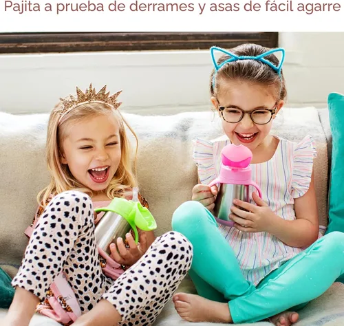Vista 3 de Munchkin Cool Cat - Vaso para beber con popote para niños pequeños, vaso con popote de acero inoxidable, 8 onzas, azul